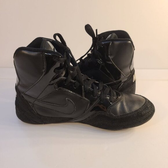 Rare Woman's Nike Greco Supreme Wrestling Shoes Black Leather 2009 Size 8.5 - Picture 6 of 9